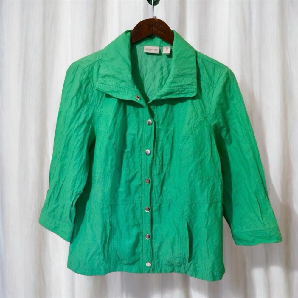 Chico’s Green Crinkle Jacket Size 0
